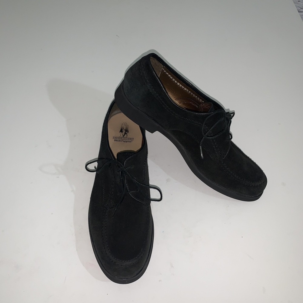 Hush Puppies Lupine Shoes Womens 10 Black Suede Lace Up Moc Toe Comfort